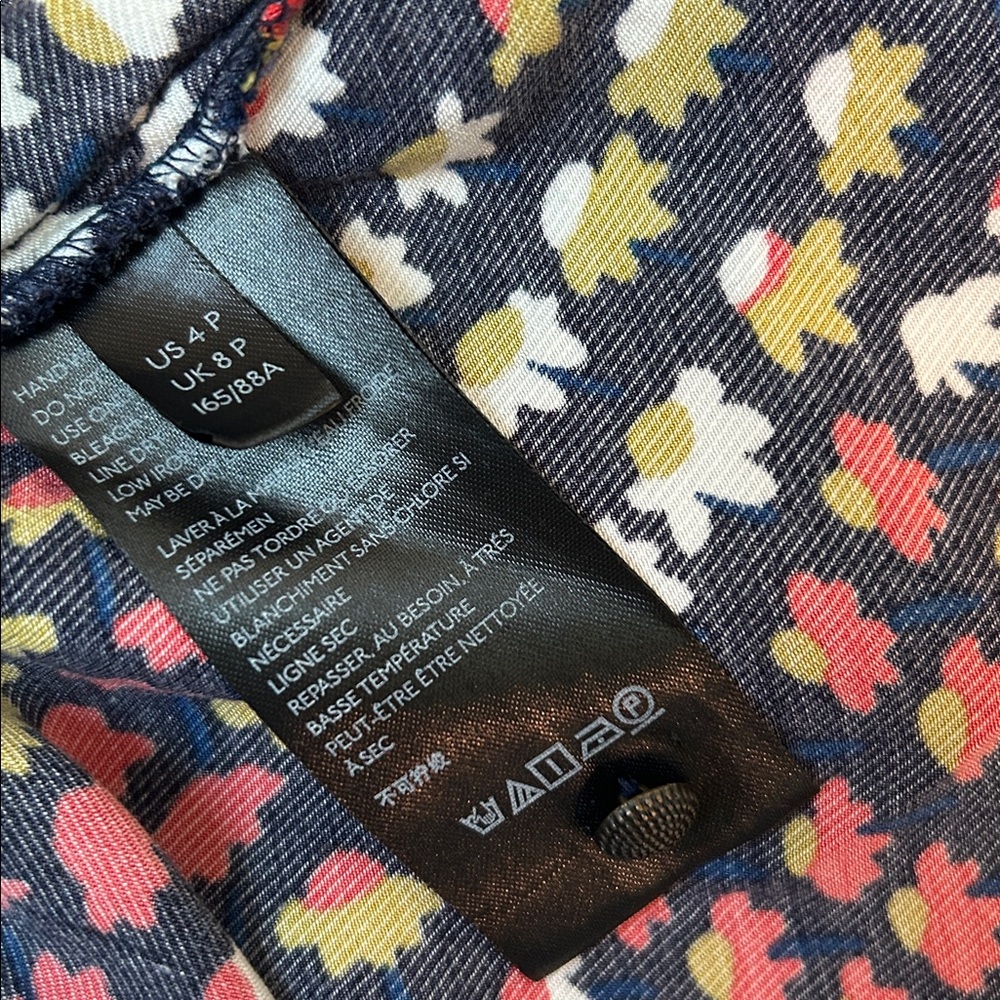 Anthropologie Maeve Melody Mini Dress Size Navy Floral Red White size 4P - Picture 12 of 12